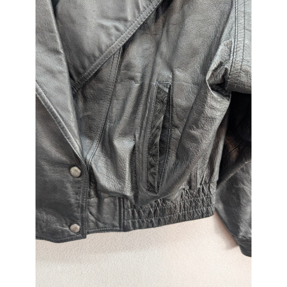 Vintage Wilson's Leather Bomber Jacket Black Thinsulate Size M Biker Motorcycle - Picture 11 of 16